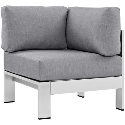 Shore Seven PCS Outdoor Patio Aluminum Sectional Sofa Set, Grey, Metal 11547