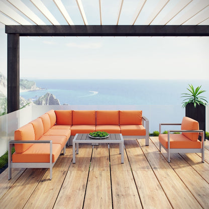 Shore Seven PCS Outdoor Patio Aluminum Sectional Sofa Set, Orange, Metal 11549