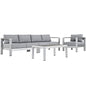 Shore Four PCS Outdoor Patio Aluminum Sectional Sofa Set, Grey, Metal 11551