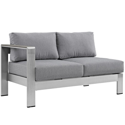 Shore Four PCS Outdoor Patio Aluminum Sectional Sofa Set, Grey, Metal 11551