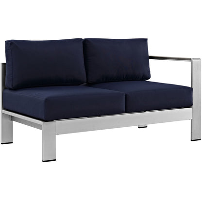 Shore Four PCS Outdoor Patio Aluminum Sectional Sofa Set, Navy, Metal 11552