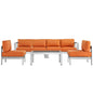 Shore Five PCS Outdoor Patio Aluminum Sectional Sofa Set, Orange, Metal 11557