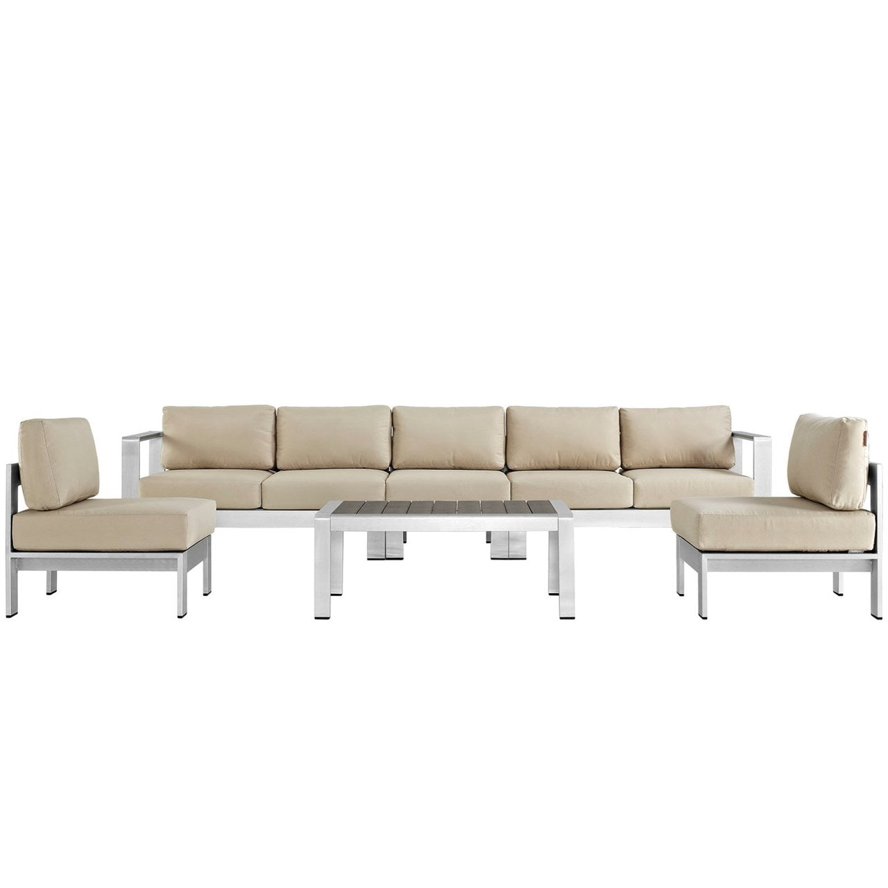 Shore Six PCS Outdoor Patio Aluminum Sectional Sofa Set, Beige, Metal 11558