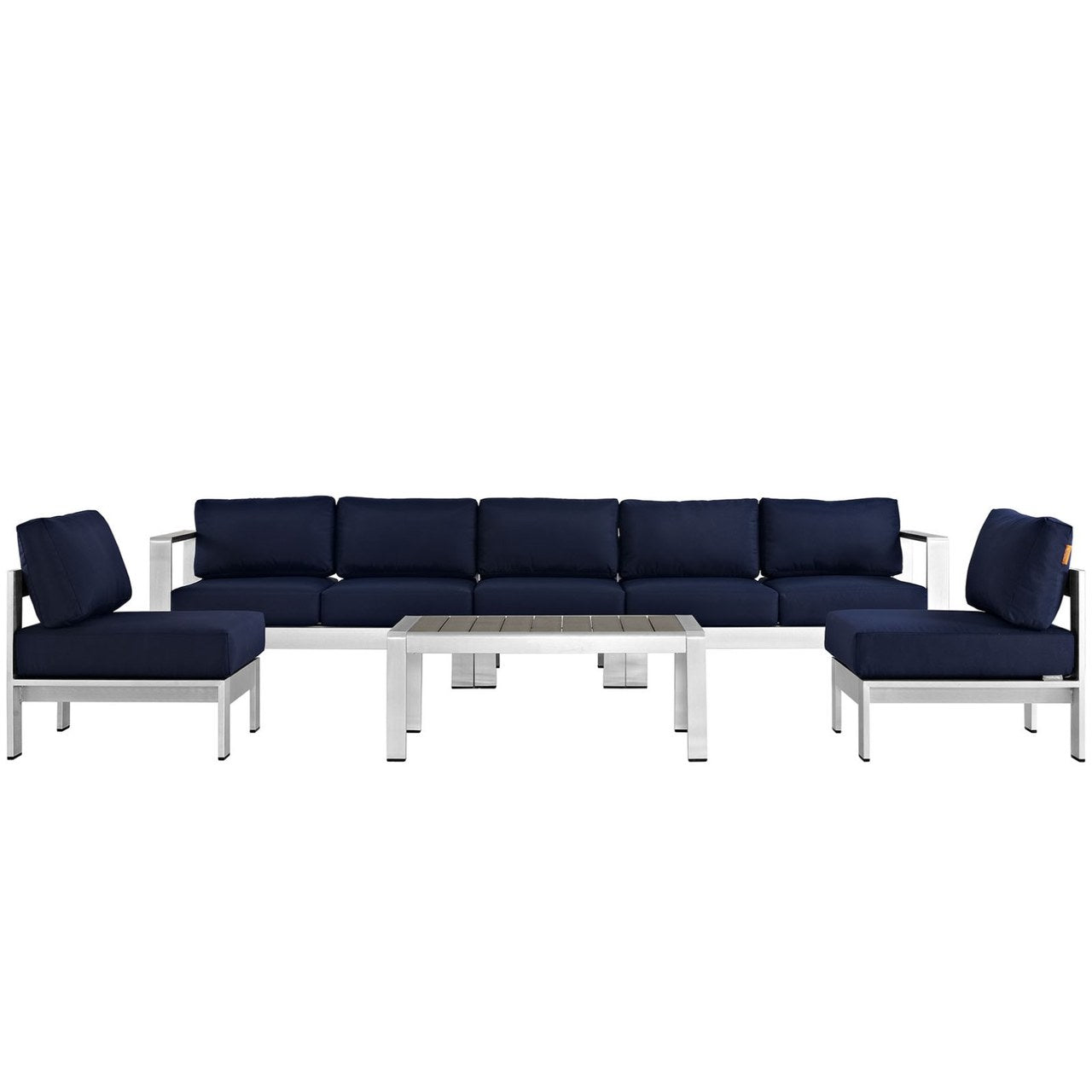 Shore Six PCS Outdoor Patio Aluminum Sectional Sofa Set, Navy, Metal 11560