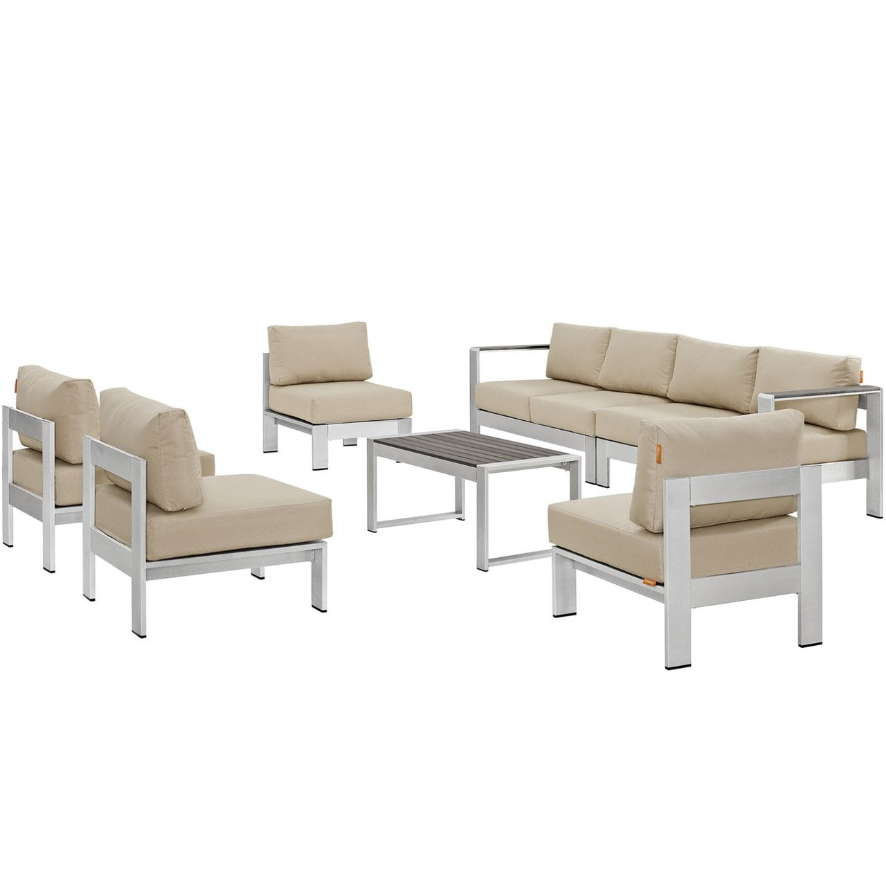 Shore Seven PCS Outdoor Patio Sectional Sofa Set, Beige, Metal 11562