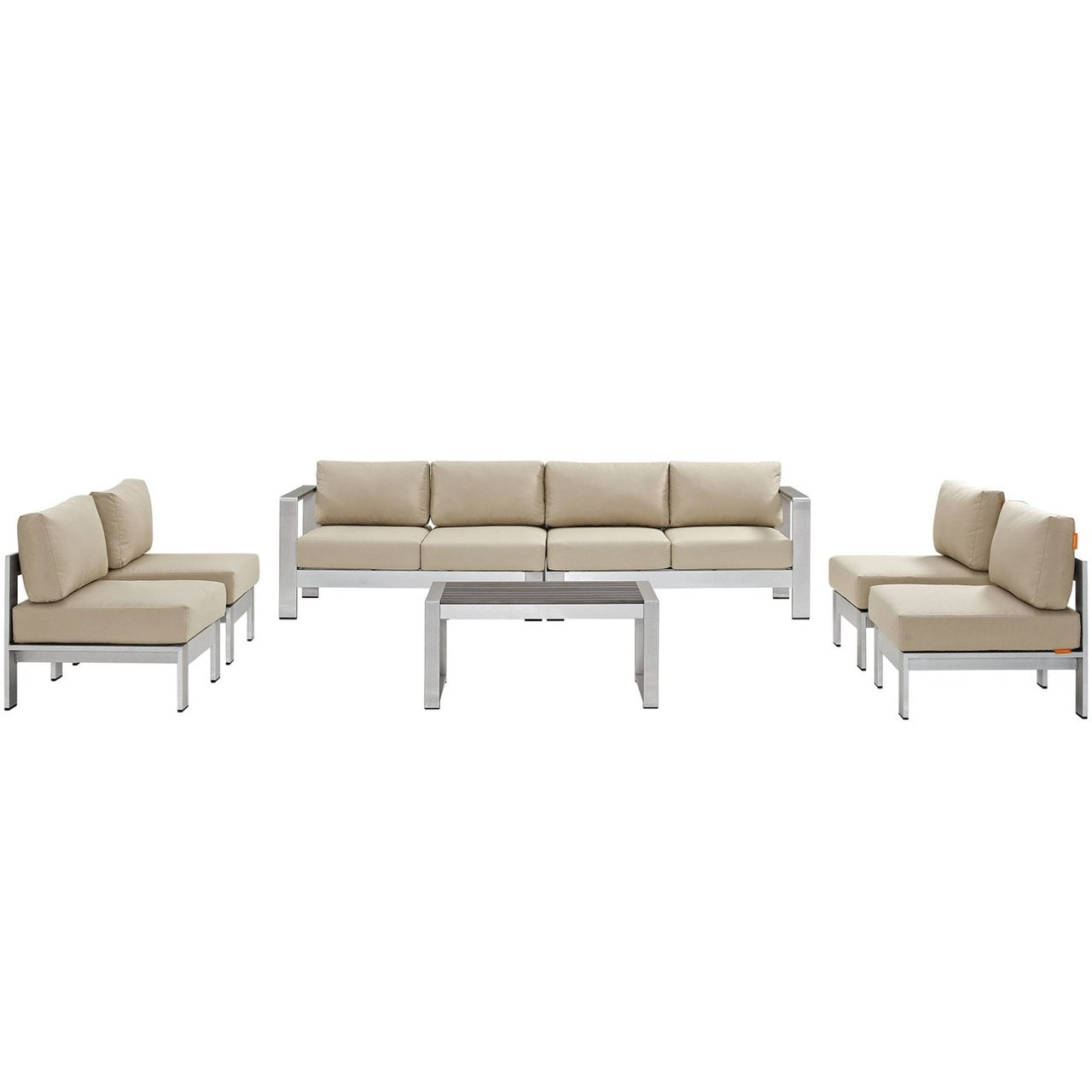 Shore Seven PCS Outdoor Patio Sectional Sofa Set, Beige, Metal 11562
