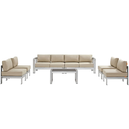 Shore Seven PCS Outdoor Patio Sectional Sofa Set, Beige, Metal 11562