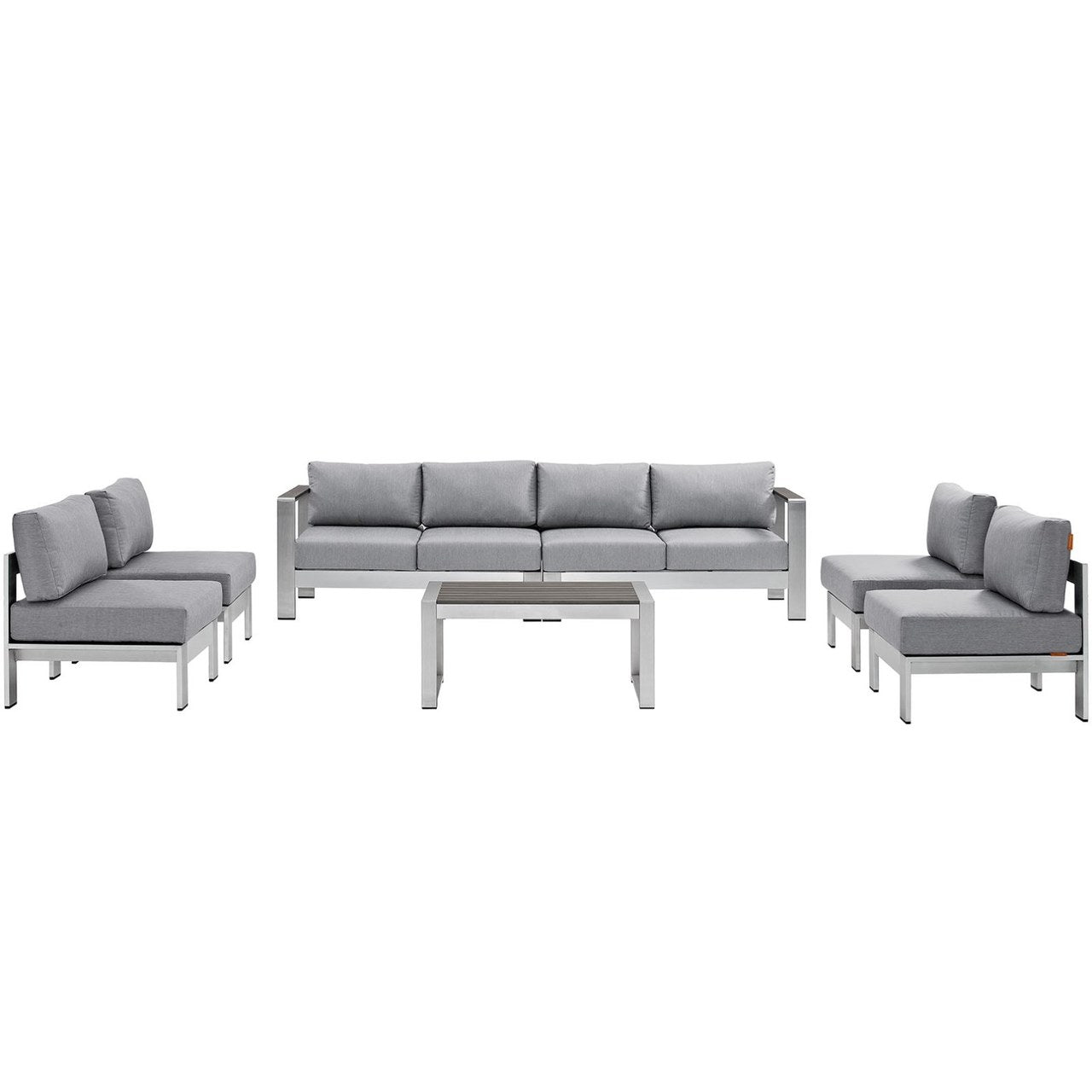 Shore Seven PCS Outdoor Patio Sectional Sofa Set, Grey, Metal 11563