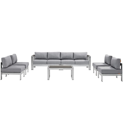 Shore Seven PCS Outdoor Patio Sectional Sofa Set, Grey, Metal 11563