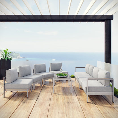Shore Seven PCS Outdoor Patio Sectional Sofa Set, Grey, Metal 11563