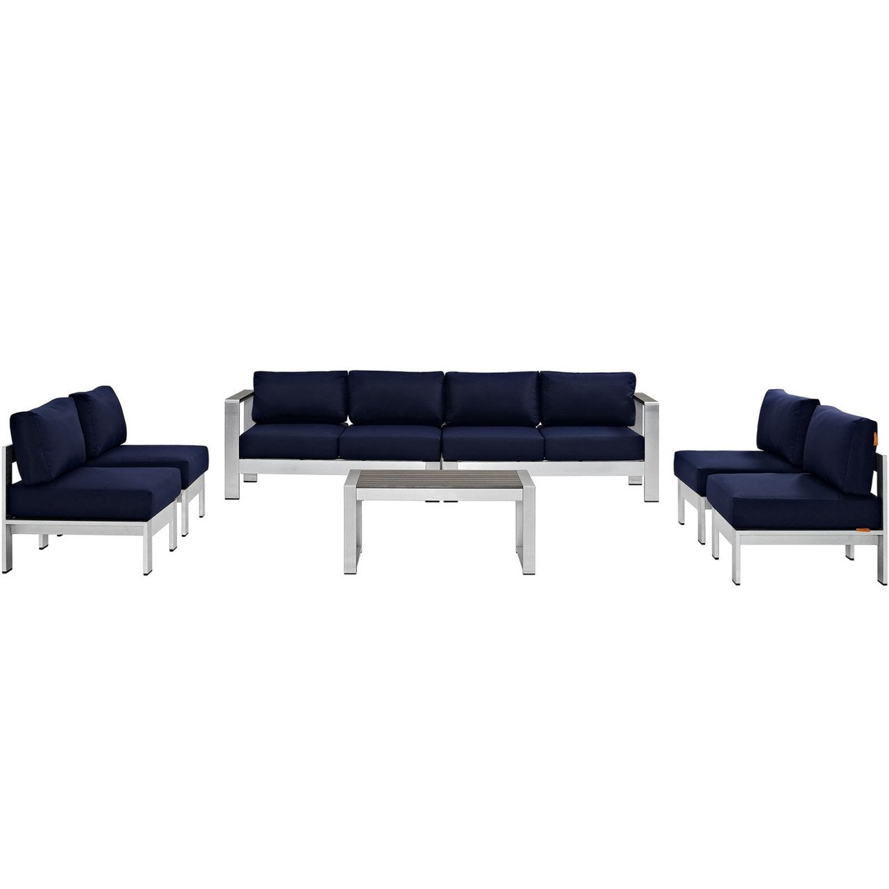 Shore Seven PCS Outdoor Patio Sectional Sofa Set, Navy, Metal 11564