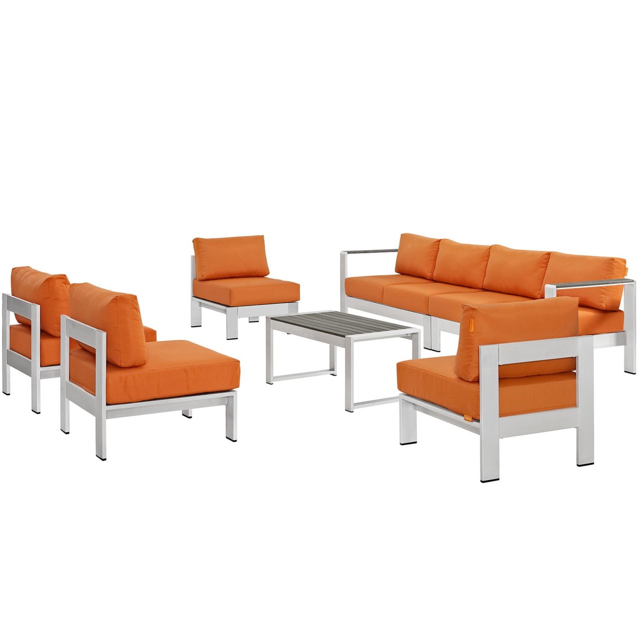 Shore Seven PCS Outdoor Patio Sectional Sofa Set, Orange, Metal 11565