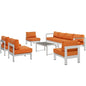 Shore Seven PCS Outdoor Patio Sectional Sofa Set, Orange, Metal 11565