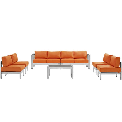 Shore Seven PCS Outdoor Patio Sectional Sofa Set, Orange, Metal 11565