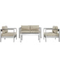 Shore Four PCS Outdoor Patio Aluminum Sectional Sofa Set, Beige, Metal 11566