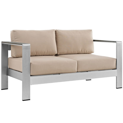 Shore Four PCS Outdoor Patio Aluminum Sectional Sofa Set, Beige, Metal 11566
