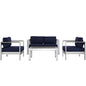 Shore Four PCS Outdoor Patio Aluminum Sectional Sofa Set, Navy, Metal 11568