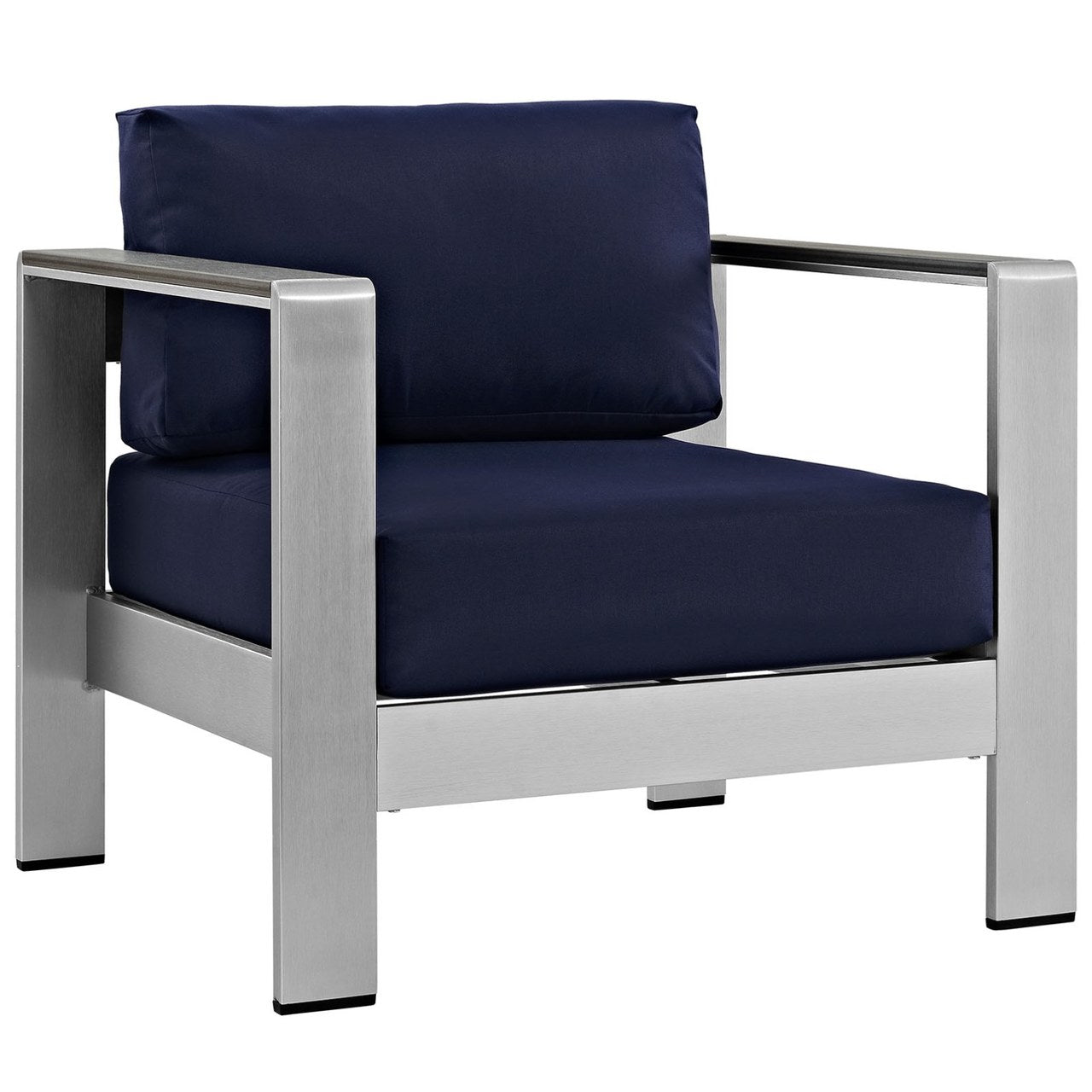 Shore Four PCS Outdoor Patio Aluminum Sectional Sofa Set, Navy, Metal 11568