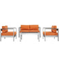 Shore Four PCS Outdoor Patio Aluminum Sectional Sofa Set, Orange, Metal 11569