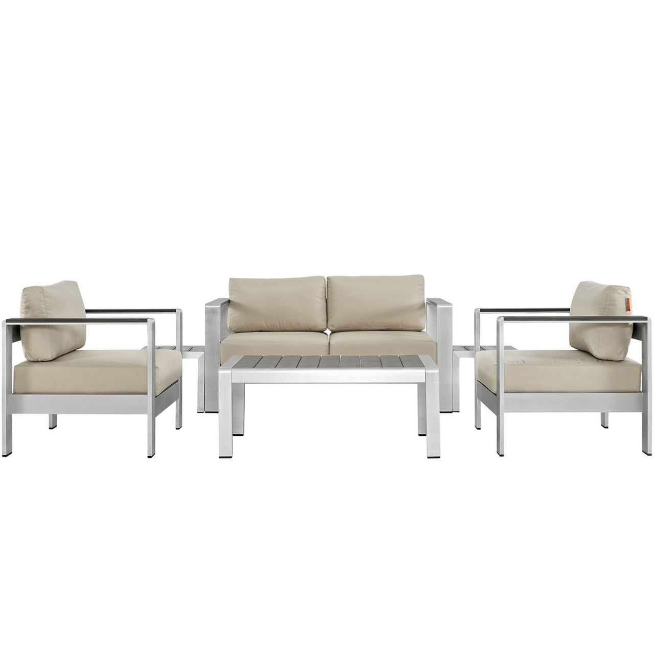 Shore Six PCS Outdoor Patio Aluminum Sectional Sofa Set, Beige, Metal 11570