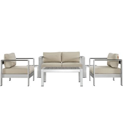 Shore Six PCS Outdoor Patio Aluminum Sectional Sofa Set, Beige, Metal 11570