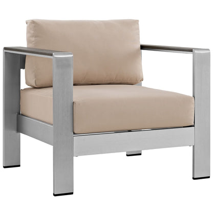 Shore Six PCS Outdoor Patio Aluminum Sectional Sofa Set, Beige, Metal 11570