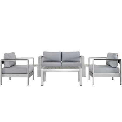 Shore Six PCS Outdoor Patio Aluminum Sectional Sofa Set, Grey, Metal 11571