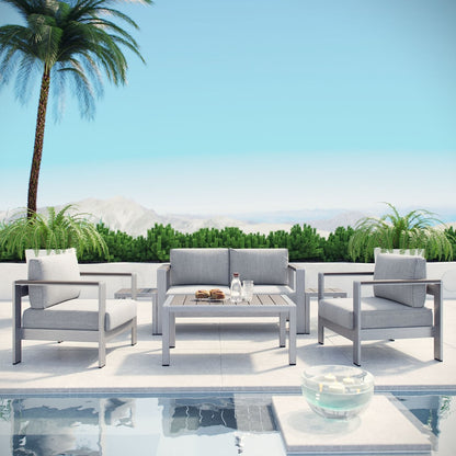 Shore Six PCS Outdoor Patio Aluminum Sectional Sofa Set, Grey, Metal 11571