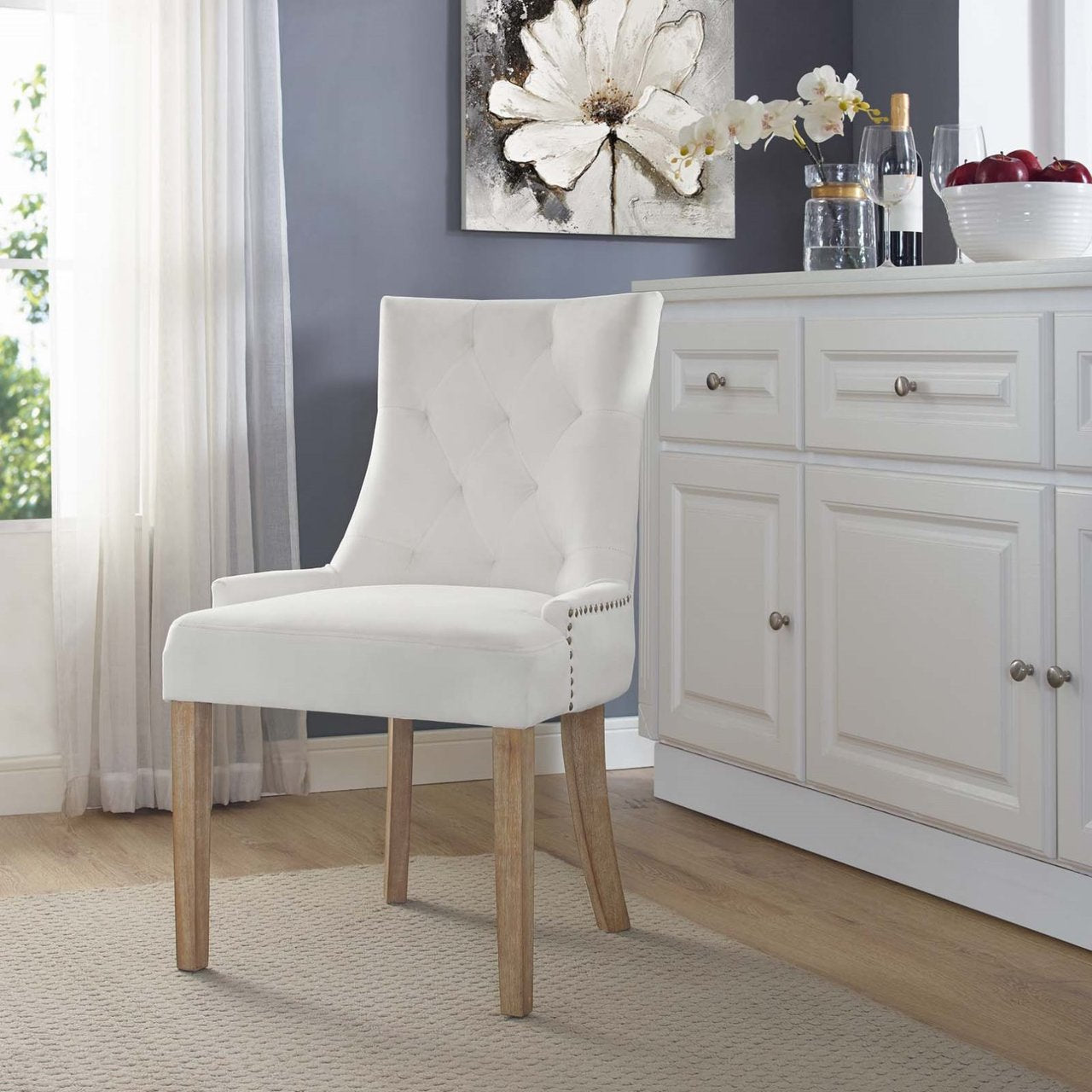 Pose Upholstered Fabric Dining Chair, White, Fabric 13128