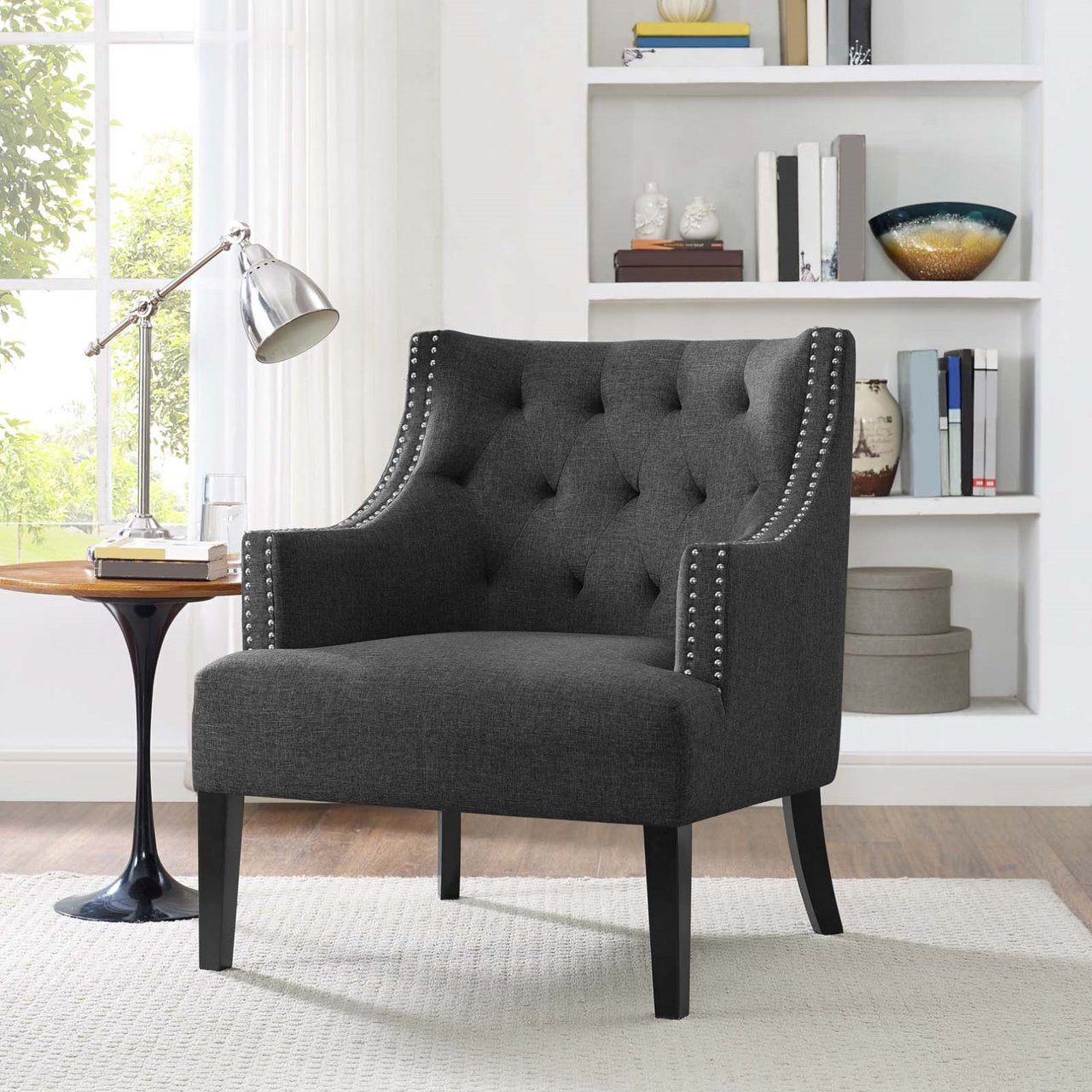 Regard Wood Armchair, Grey, Fabric 13131