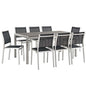 Shore Nine PCS Outdoor Patio Aluminum Dining Set, Black, Metal 11574