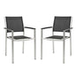 Shore Dining Chair Outdoor Patio Aluminum Set of 2, Black, Metal 11576