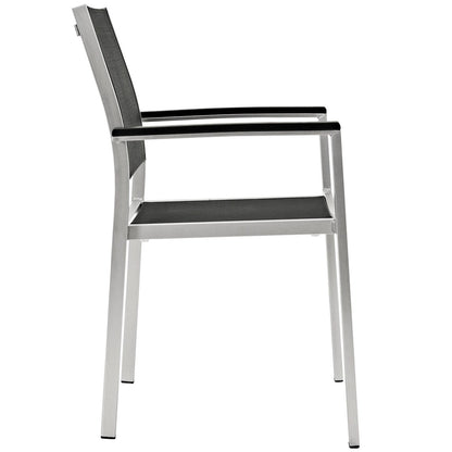 Shore Dining Chair Outdoor Patio Aluminum Set of 2, Black, Metal 11576
