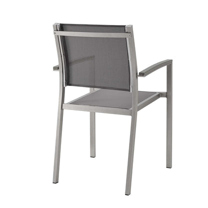 Shore Dining Chair Outdoor Patio Aluminum Set of 2, Aluminum Metal Steel, Grey Gray 13593