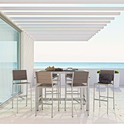 Shore Seven PCS Outdoor Patio Aluminum Dining Set, Grey, Metal 11577