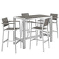 Shore Five PCS Outdoor Patio Aluminum Dining Set, Grey, Metal 11578