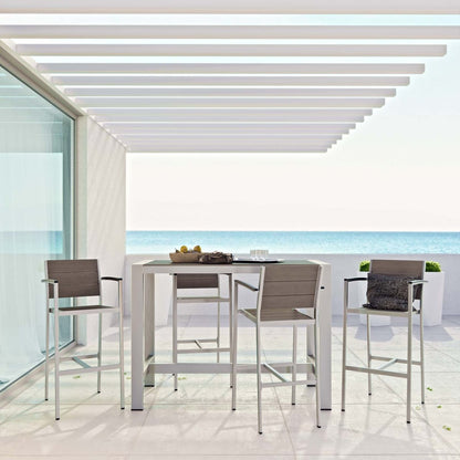 Shore Five PCS Outdoor Patio Aluminum Dining Set, Grey, Metal 11578