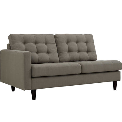 Empress Left-Facing Upholstered Fabric Loveseat, Grey, Fabric 11581