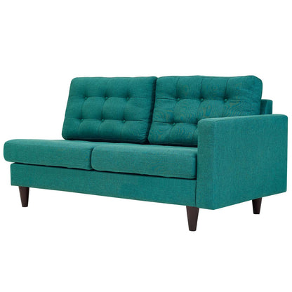 Empress Left-Facing Upholstered Fabric Loveseat, Fabric, Aqua Blue 13595