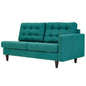 Empress Left-Facing Upholstered Fabric Loveseat, Fabric, Aqua Blue 13595