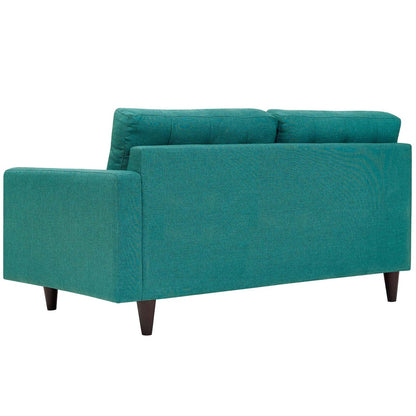 Empress Left-Facing Upholstered Fabric Loveseat, Fabric, Aqua Blue 13595