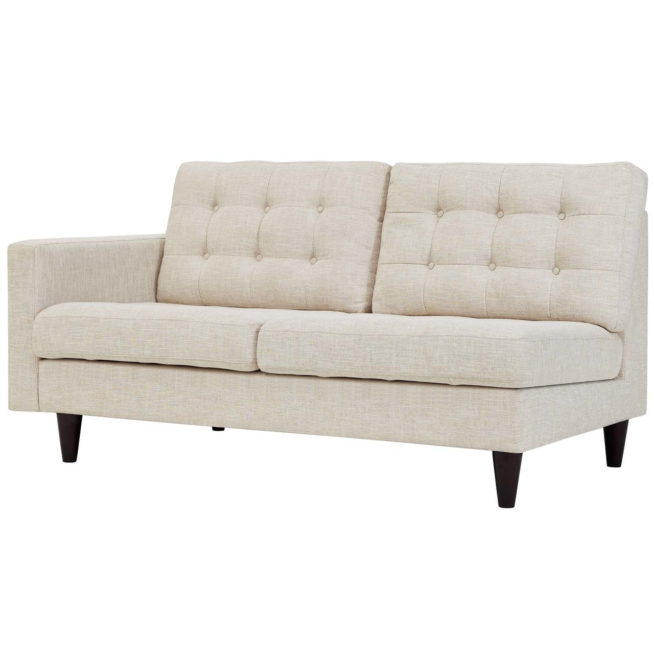 Empress Right-Facing Upholstered Fabric Loveseat, Fabric, Beige 13596