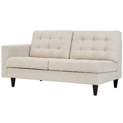 Empress Right-Facing Upholstered Fabric Loveseat, Fabric, Beige 13596