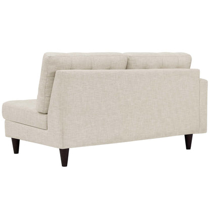 Empress Right-Facing Upholstered Fabric Loveseat, Fabric, Beige 13596