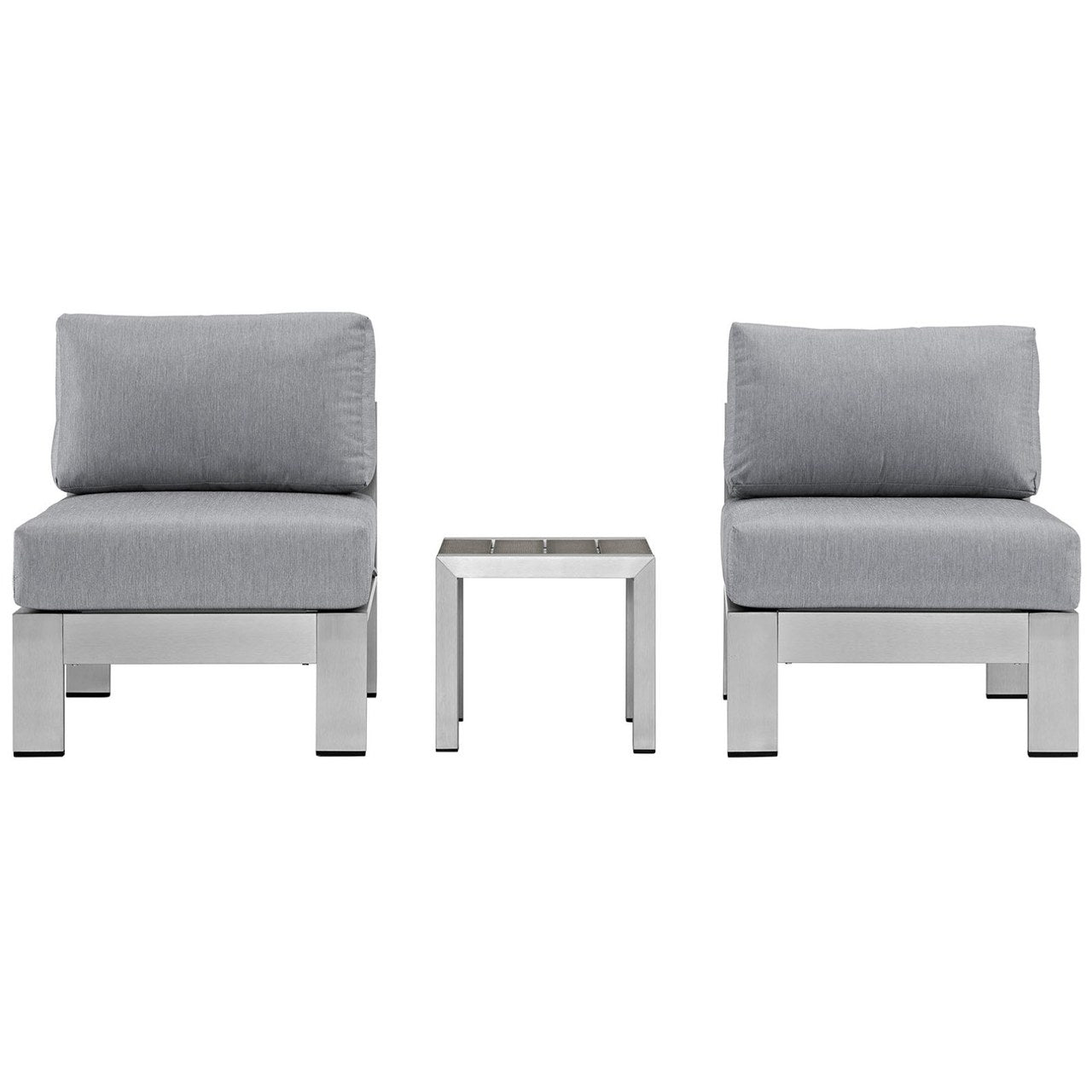Shore Three PCS Outdoor Patio Aluminum Sectional Sofa Set, Grey, Metal 11604