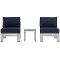 Shore Three PCS Outdoor Patio Aluminum Sectional Sofa Set, Navy, Metal 11605