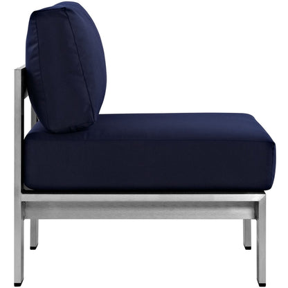 Shore Three PCS Outdoor Patio Aluminum Sectional Sofa Set, Navy, Metal 11605