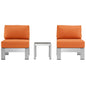 Shore Three PCS Outdoor Patio Aluminum Sectional Sofa Set, Orange, Metal 11606