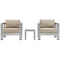 Shore Three PCS Outdoor Patio Aluminum Sectional Sofa Set, Beige, Metal 11607