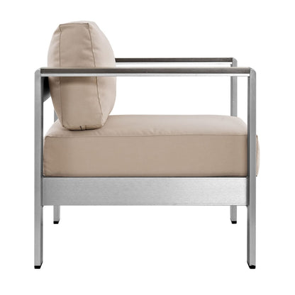 Shore Three PCS Outdoor Patio Aluminum Sectional Sofa Set, Beige, Metal 11607